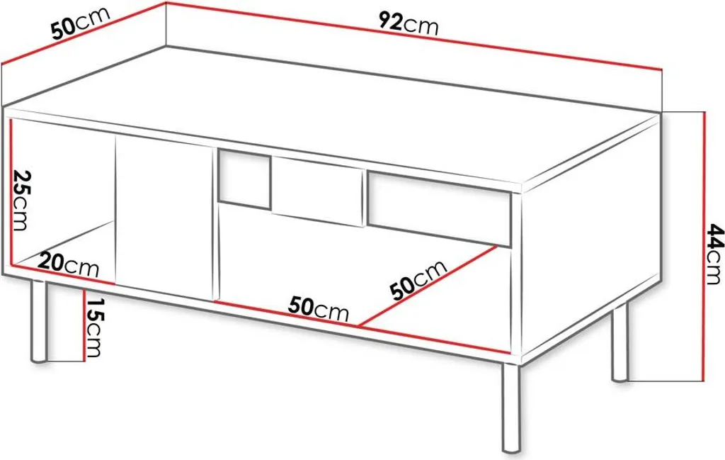 Table basse rectangulaire Timote avec étagère de rangement tons écrus - 5