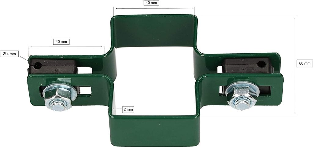 1 Stück Rechteckige Endschelle 40x60 Mm Graphit Für 6 Mm Draht – Komplettset Mit Schraube & Montageklammer Für Zaunbau