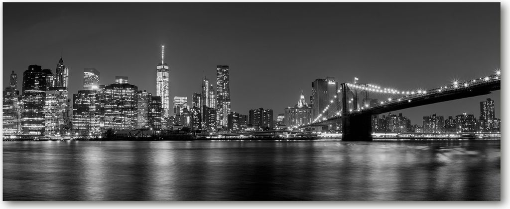 Tulup Leinwandbild - 125x50 cm - Wandkunst - Drucke auf Leinwand - Leinwanddruck - Sehenswürdigkeiten & Architektur - Schwarzweiß - Manhattan b...