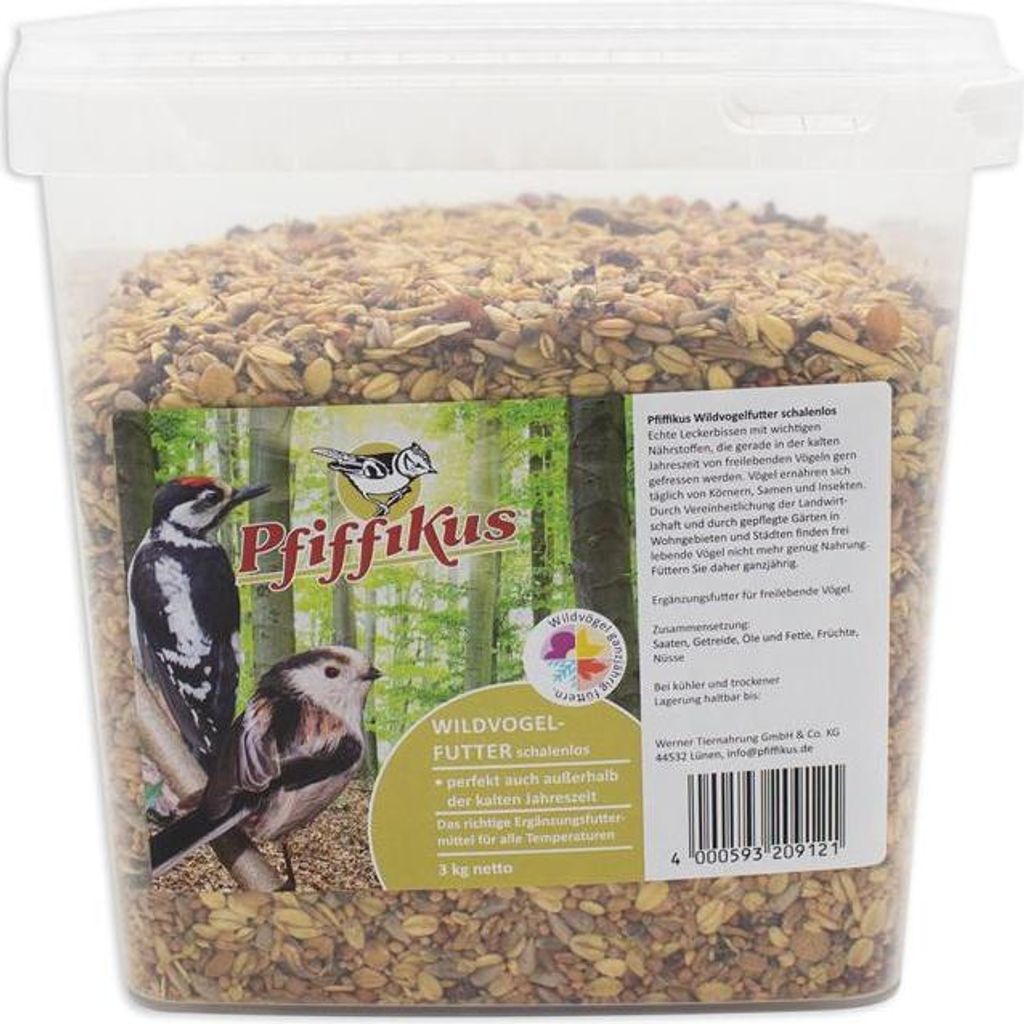 Pfiffikus Wildvogelfutter schalenlos 3 kg im Eimer