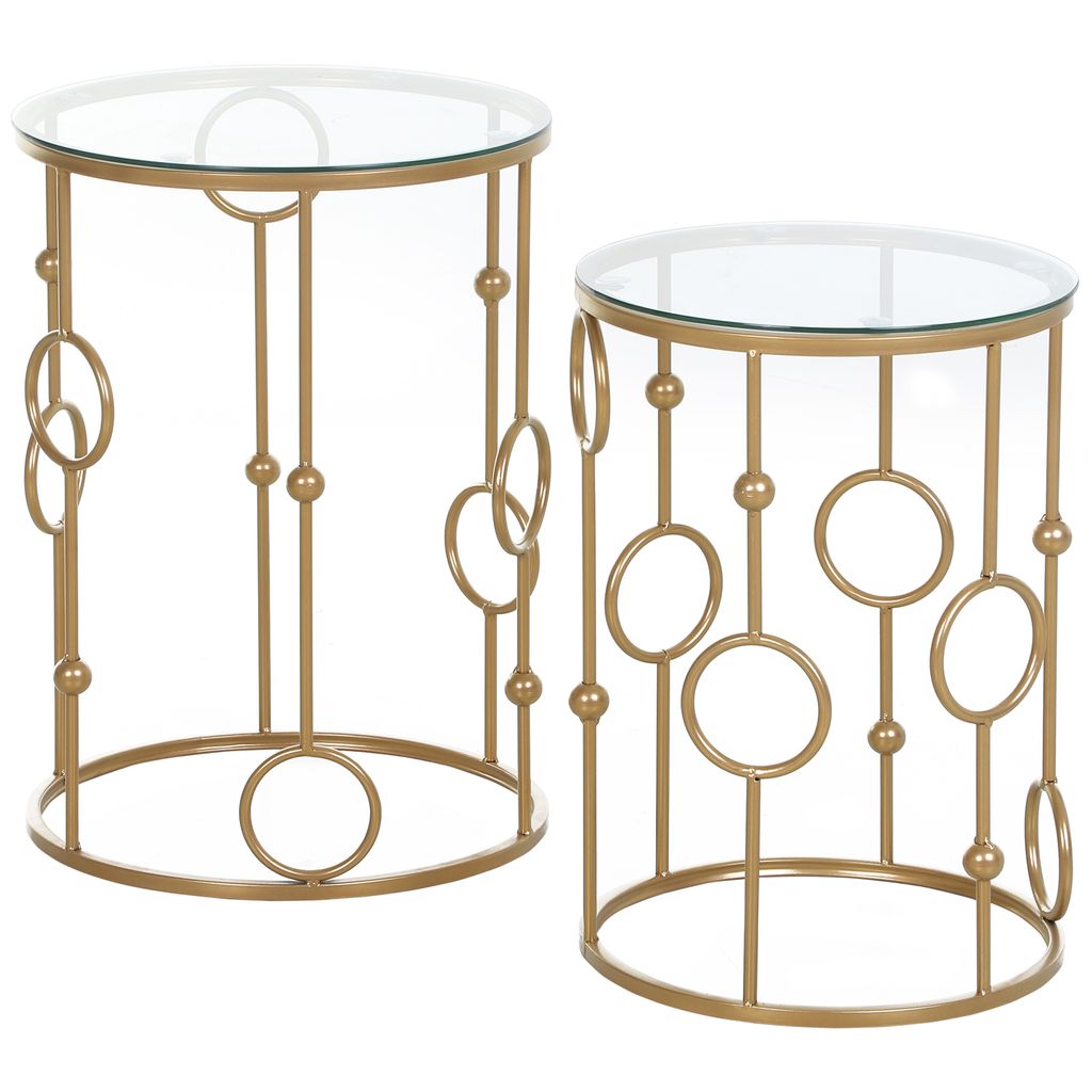 HOMCOM Tables gigognes Lot de 2 Tables Basses Rondes Design Image du produit 