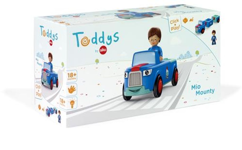 Toddys Spielzeugauto Mio Mounty mit beweglicher Figur und Schwungradmotor
