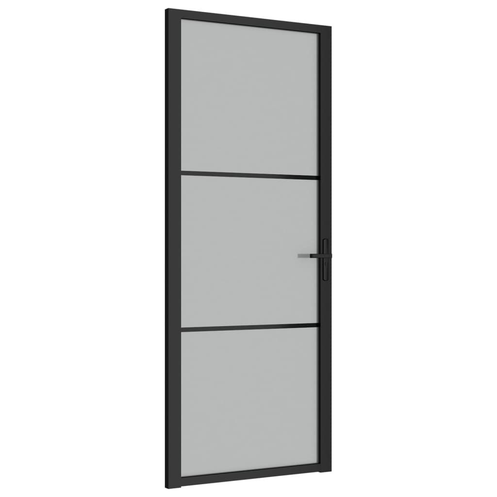 vidaXL Drzwi wewnętrzne 83x201,5 cm czarne matowe szkło i Zdjęcie produktu 