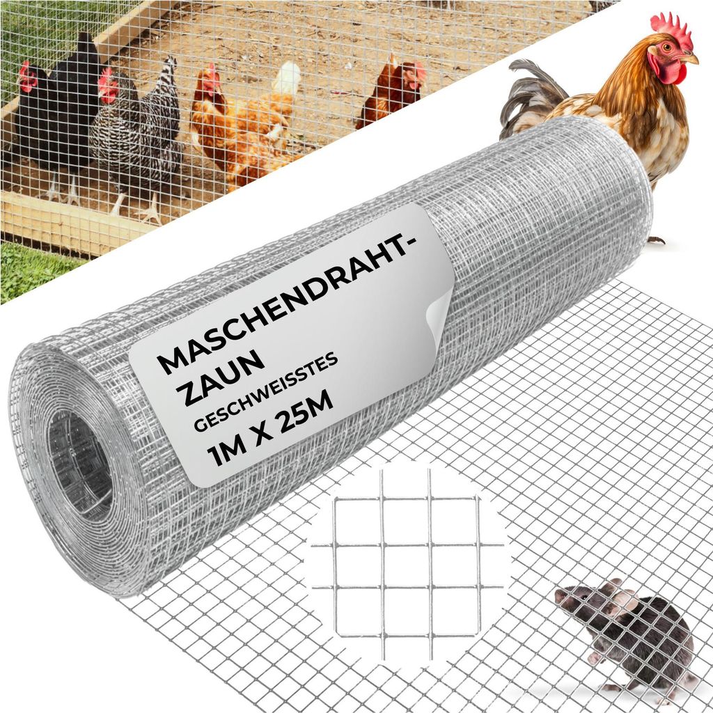 Geflecht GARDEN ZN, 1000/12x12/0,8 mm, viereckig, Garten, Tierhaltung, Packung 25 m