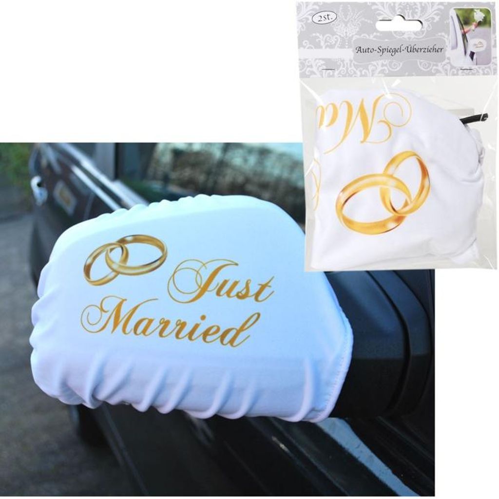 Autospiegel-Deko Just Married Autodeko Hochzeit