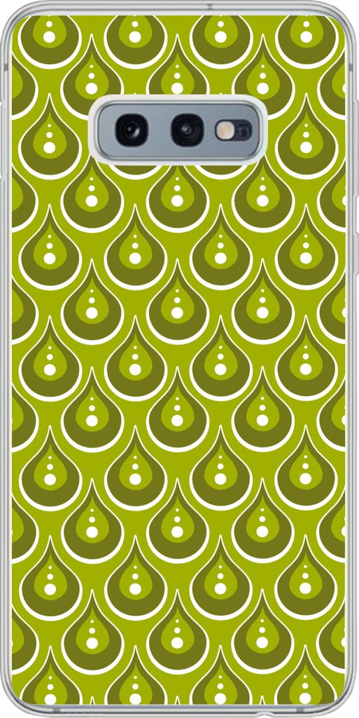MuchoWow Handyhülle Schutzhülle Hülle für Telefoonhoesje Samsung Galaxy S10e Muster - Retro - Regen - Tropfen - Grün Silikon Softcase Handy ...