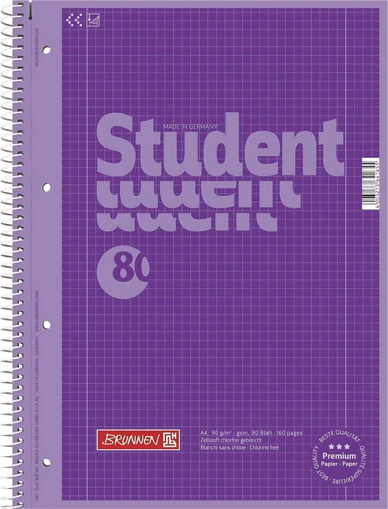 Brunnen 67928160, Einfarbig, Violett, A4, 80 Blätter, Produktbild 