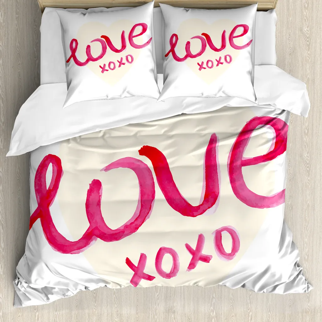 Copripiumino Anallergico ABAKUHAUS Corallo Crema Design Cuori