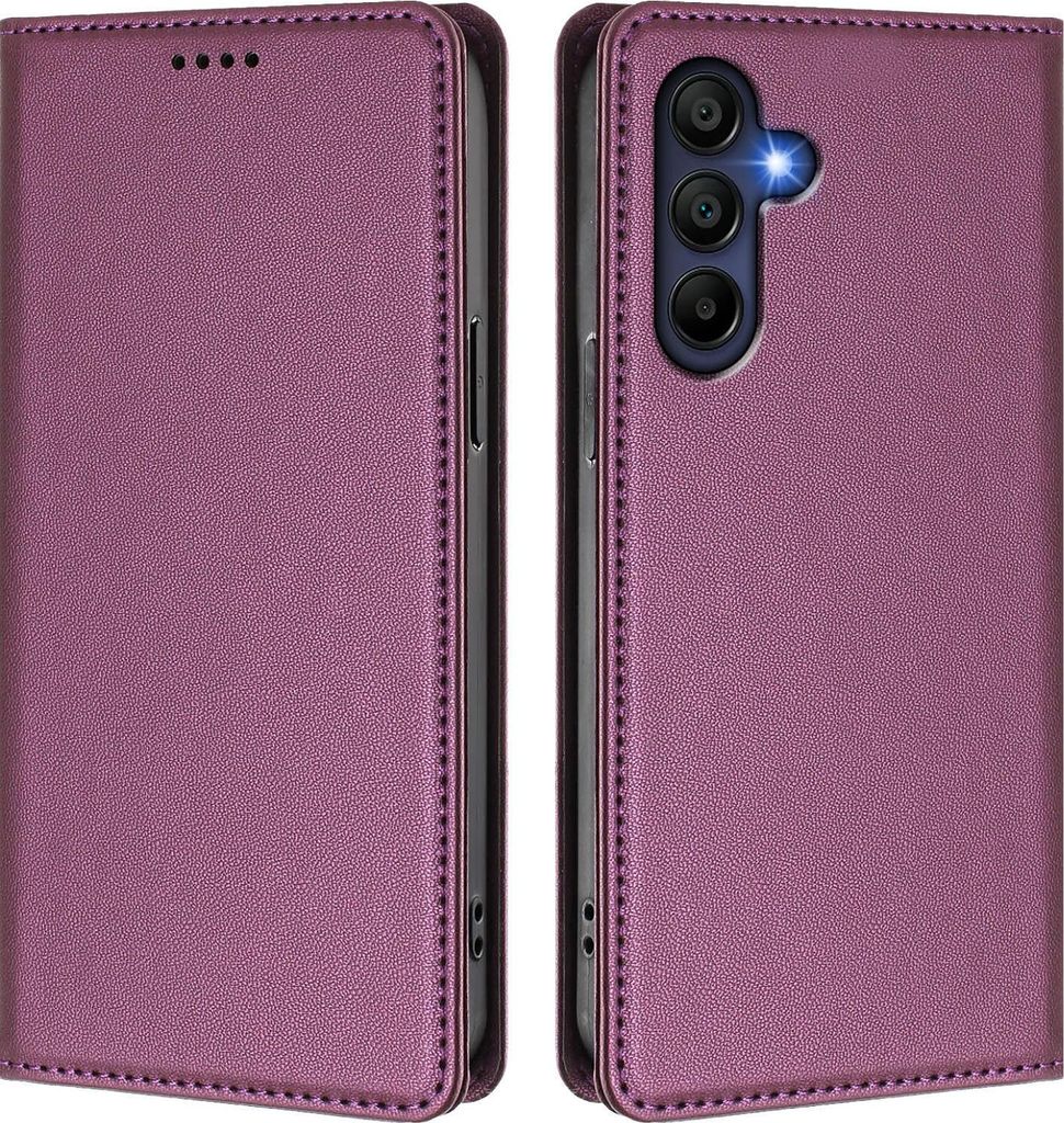 Handyhülle für Samsung Galaxy A16 5G/4G, Kunstleder Klapphülle Stoßfeste Magnetische Hülle mit Ständer Lila