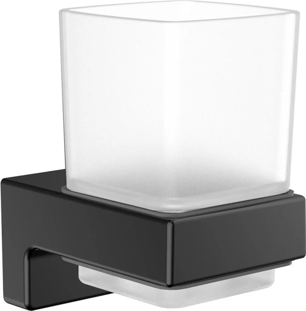 Porte-verre de salle de bain mural emco cue noir pour gain de place et design