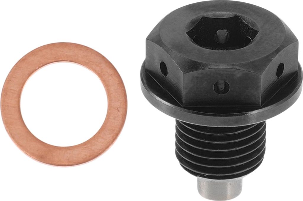 M12x1.25 4MM Magnetischer Ölablassstopfen Titanlegierung Ölwanne Ablassschraube Mit 1 Kupferdichtung Schwarz 1 Stück