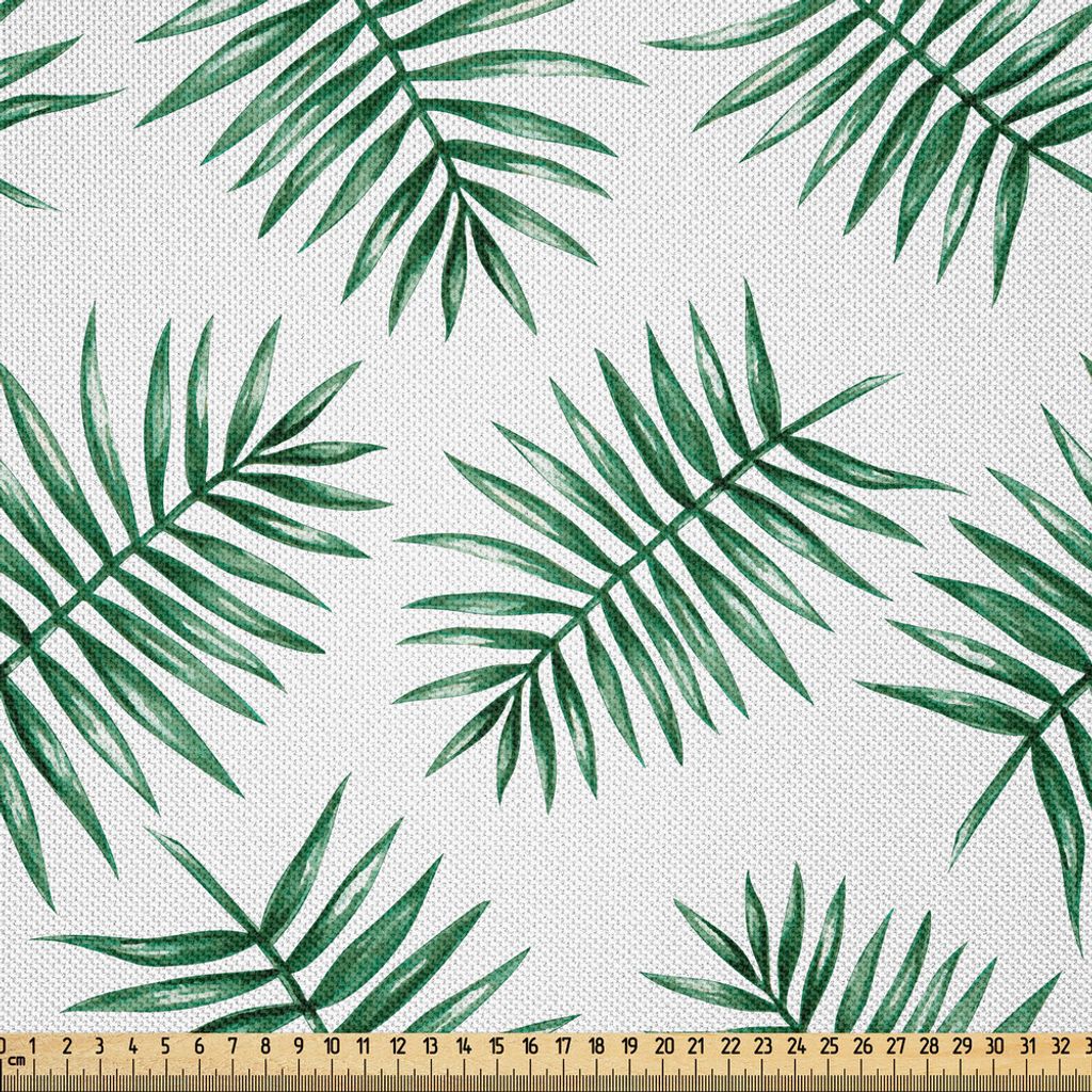 ABAKUHAUS Grün Satin Stoff als Meterware, Aquarell Art Style Palm Blätter tropischen Natur exotischen Regenwald Laub, 3 M (148 x 300 cm), Forest ...