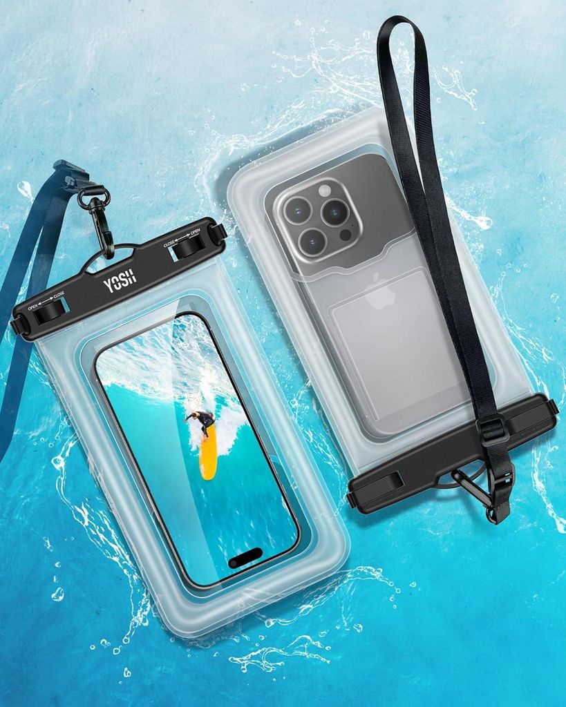 IPX8 wasserdichtes Handyhülle - Schwimmend - Big Phone Friendly - Zum Schwimmen - Verstellbares Schlüsselband - iPhone 15 14 13 12 11 Pro Max - S...