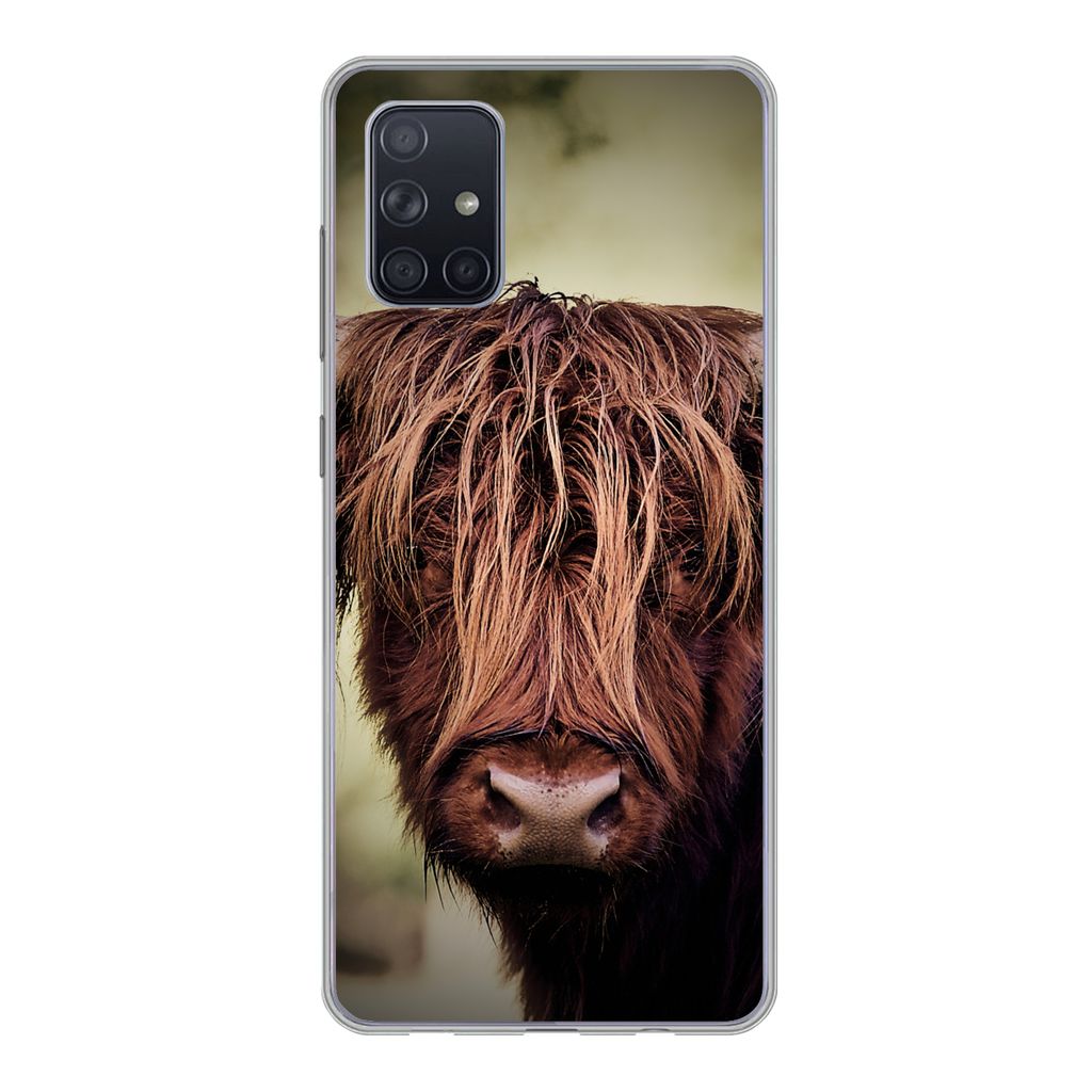 MuchoWow Handyhülle Schutzhülle Hülle für Samsung Galaxy A51 Schottischer Hochländer - Licht - Porträt - Natur Silikon Softcase Handy Hüll...