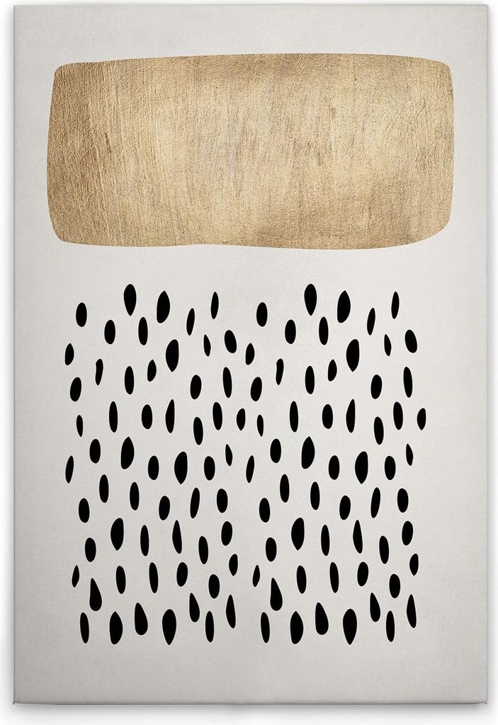 TADESSI Leinwandbild Regenwolke Schwarz Gold - Wandbild 80 x 120 cm - Kunstdruck auf Leinwand in Creme Gold - M1-No.50721