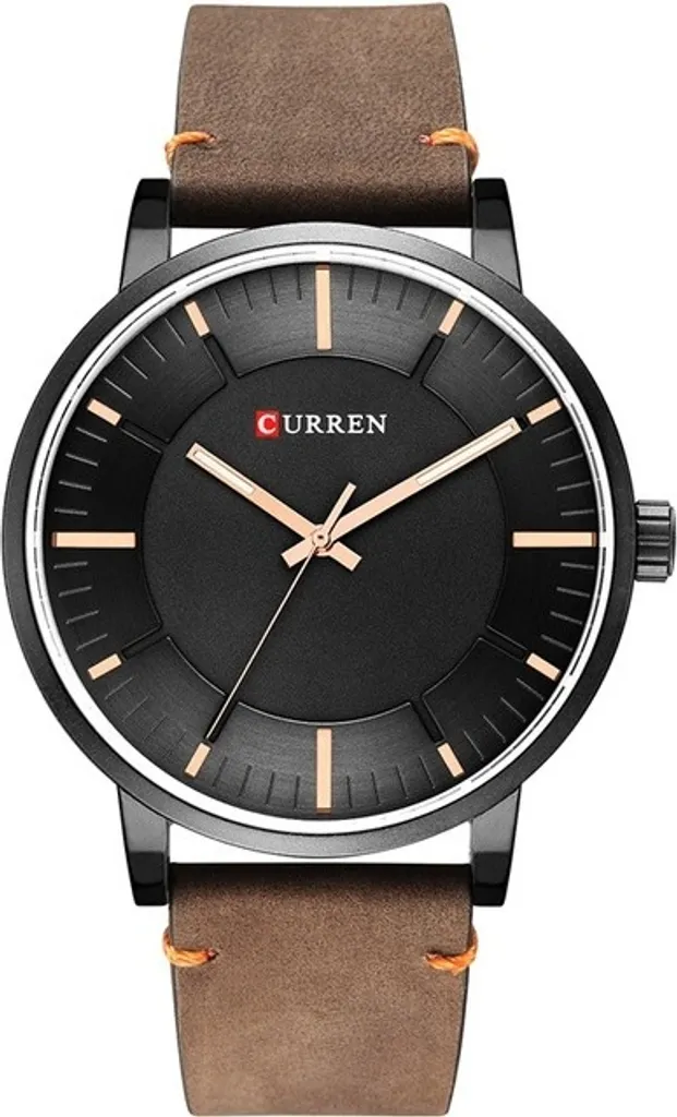 Montre Homme Classique CURREN Carl KP14209 - Cadran Noir et Cuir Marron