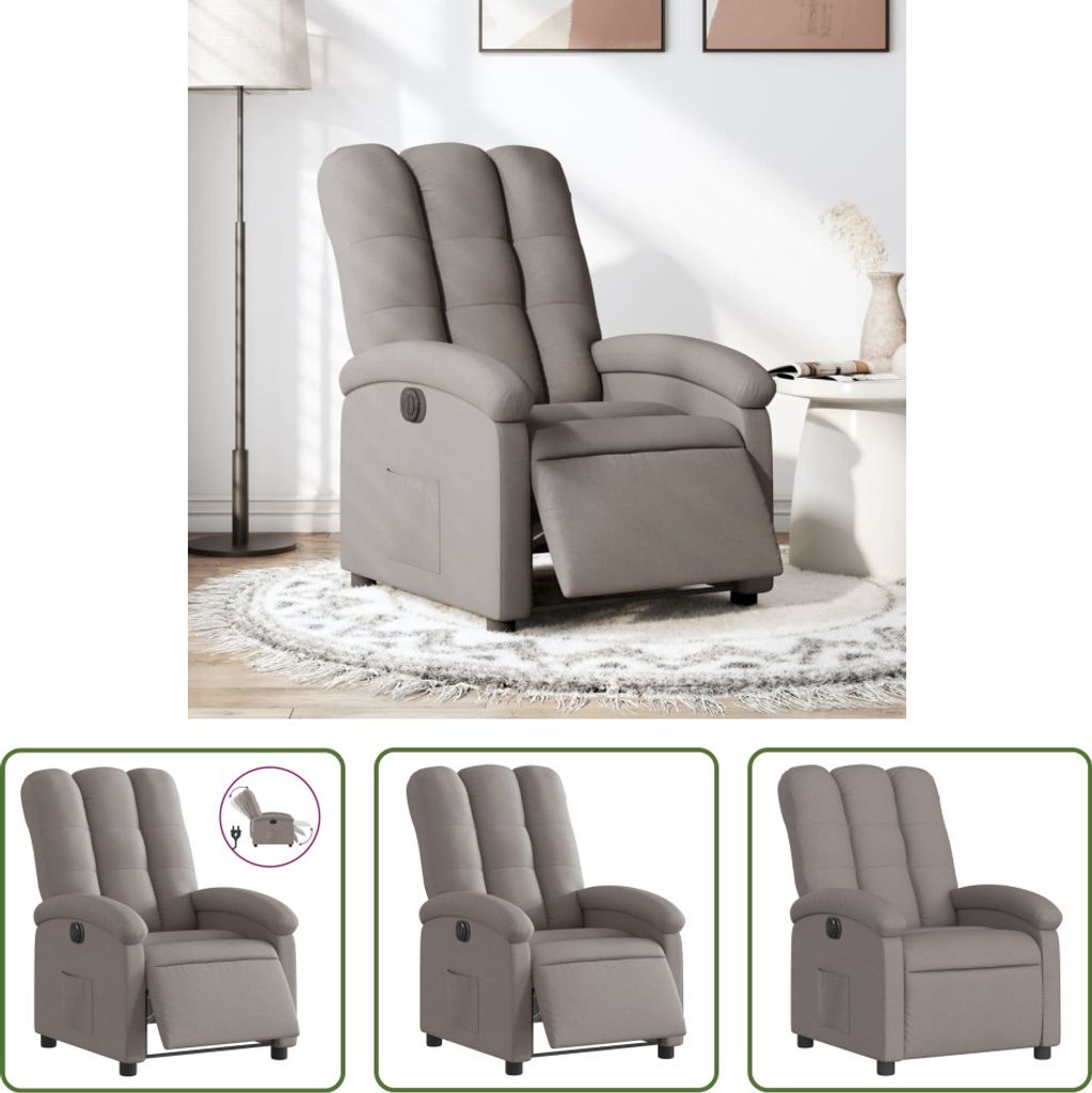 The Living Store Relaxsessel Elektrisch Taupe Stoff