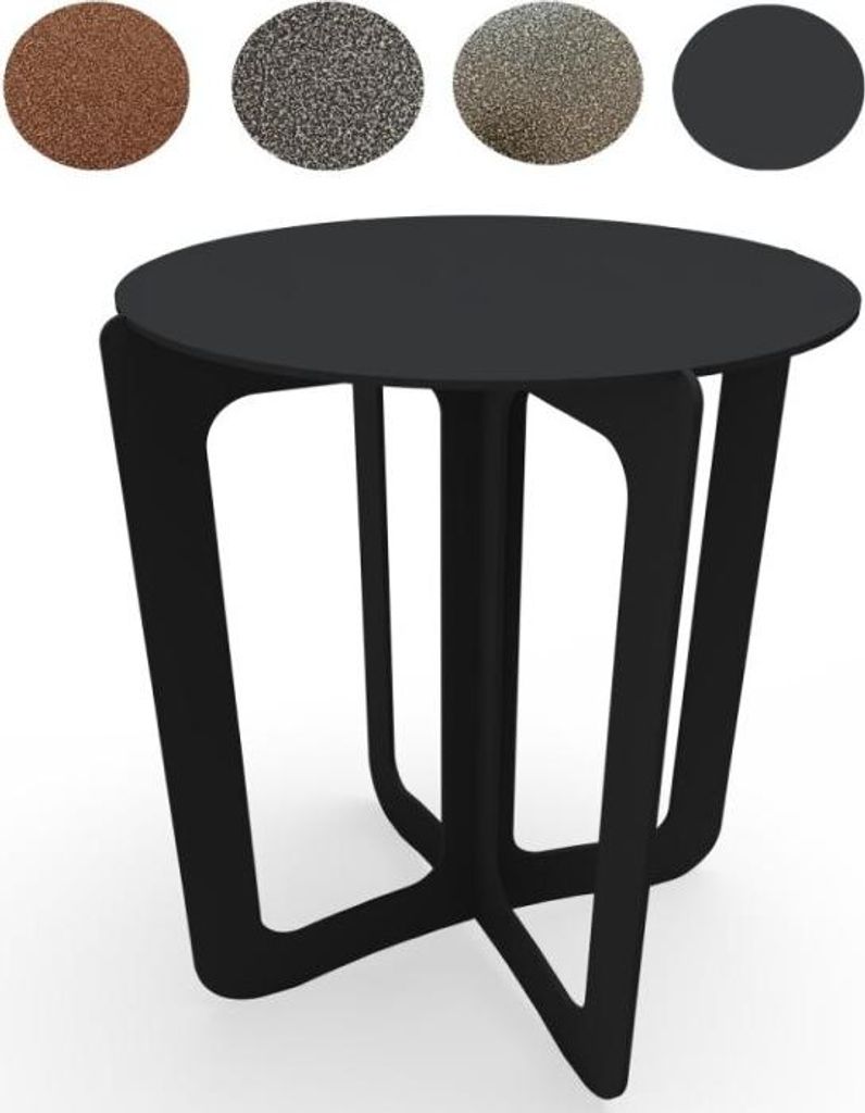 Wohnzimmertisch Couchtisch Metall pulverbeschichtet Beistelltisch innen außen , Farbe:Schwarz 34cm