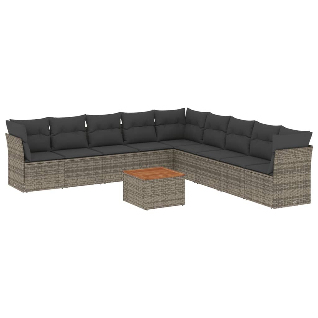 "2026 MODERNE" 10-tlg. Garten-Lounge-Set - elegantes Design - Sitzgruppe/Gartengarnitur - mit Kissen Grau Poly Rattan - Terassenmöbel NeuMöbel619994