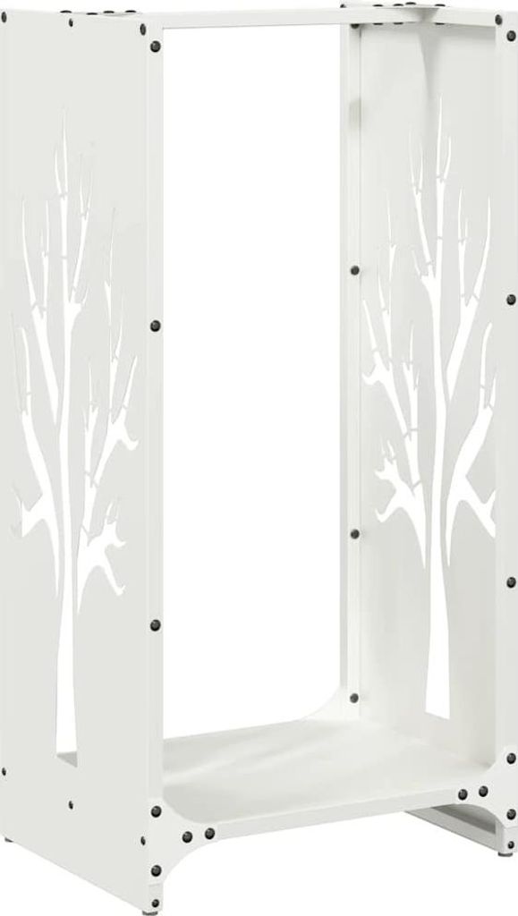 vidaXL Stojan na palivové drevo biely 40x30x80 cm Oceľ Obrázok produktu 
