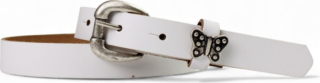 FRONHOFER süßer Kindergürtel mit silberner Schmetterling Niete, plastikfrei, 2 cm schmal