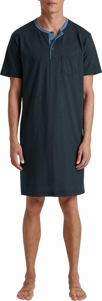 Calida Herren Pyjama, kurzärmlig, kurze Hose, Dunkelblau, bequem, mit Brusttasche und Knopfleiste