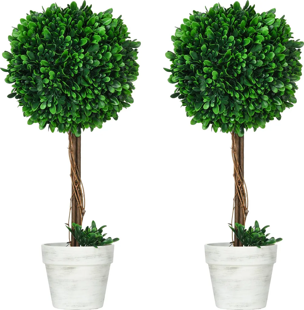 Plante Artificielle de Type Buis en Pot 60cm - Lot de 2 Déco Maison