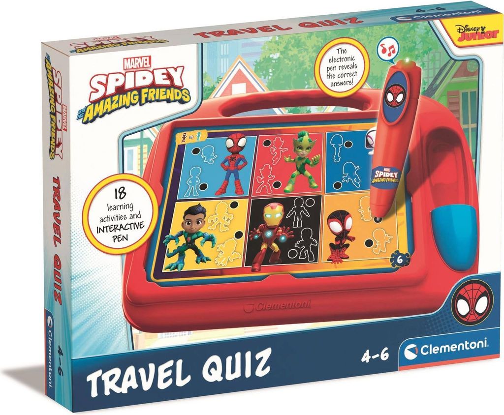 Clementoni Spidey Lernspiel für unterwegs - Interaktiver Quiz-Stift - 180 Quizfragen