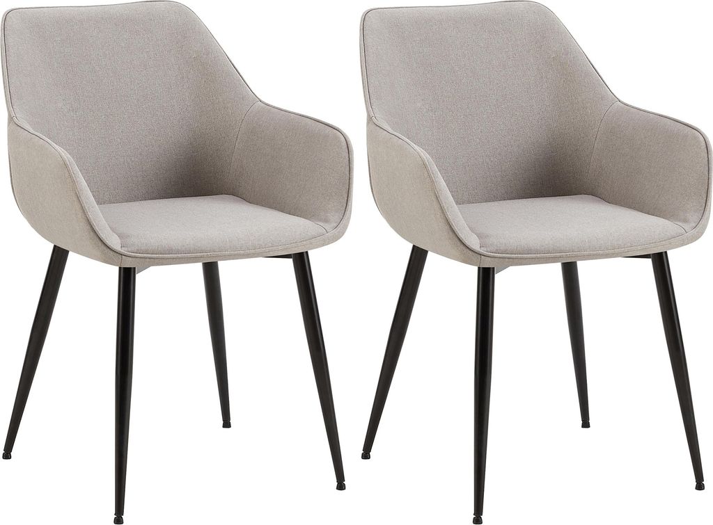 2er Set Esszimmerstuhl HLO-CP9 Stoff hellgrau