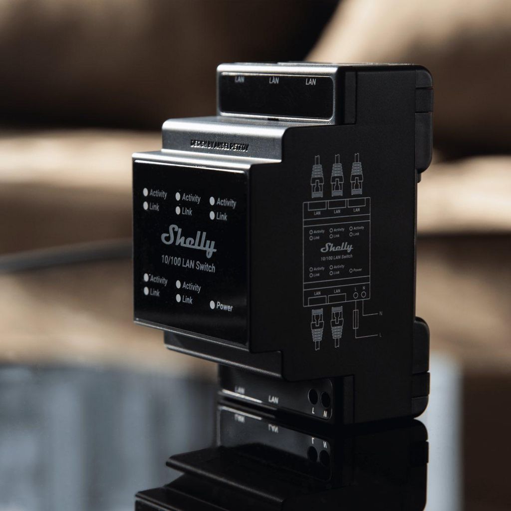 Shelly LAN-Switch für DIN-Schiene, 5 RJ45-Ports, einfache Produktbild 9