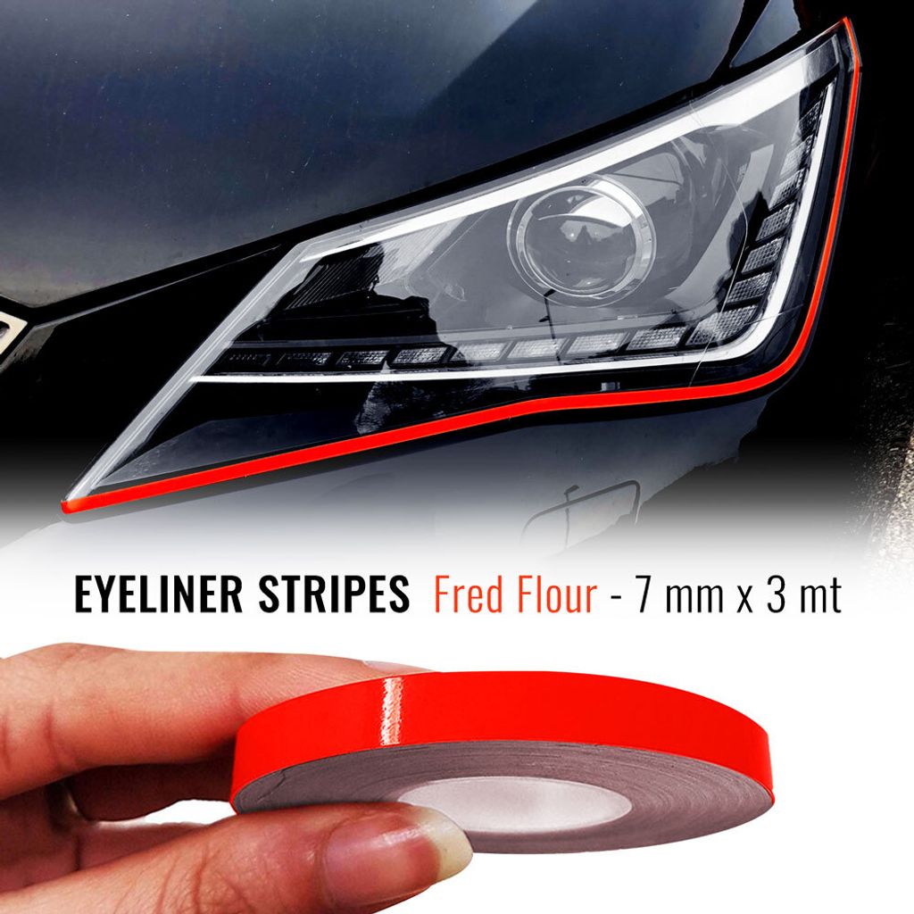 Klebestreifen Eyeliner für Auto Scheinwerfer Rot Fluo 7 mm Produktbild 