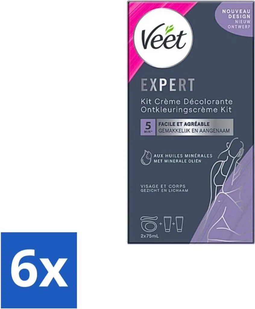 Kit Schiarente Veet Viso e Corpo Pelle Normale 6x(2x75ml) Stock