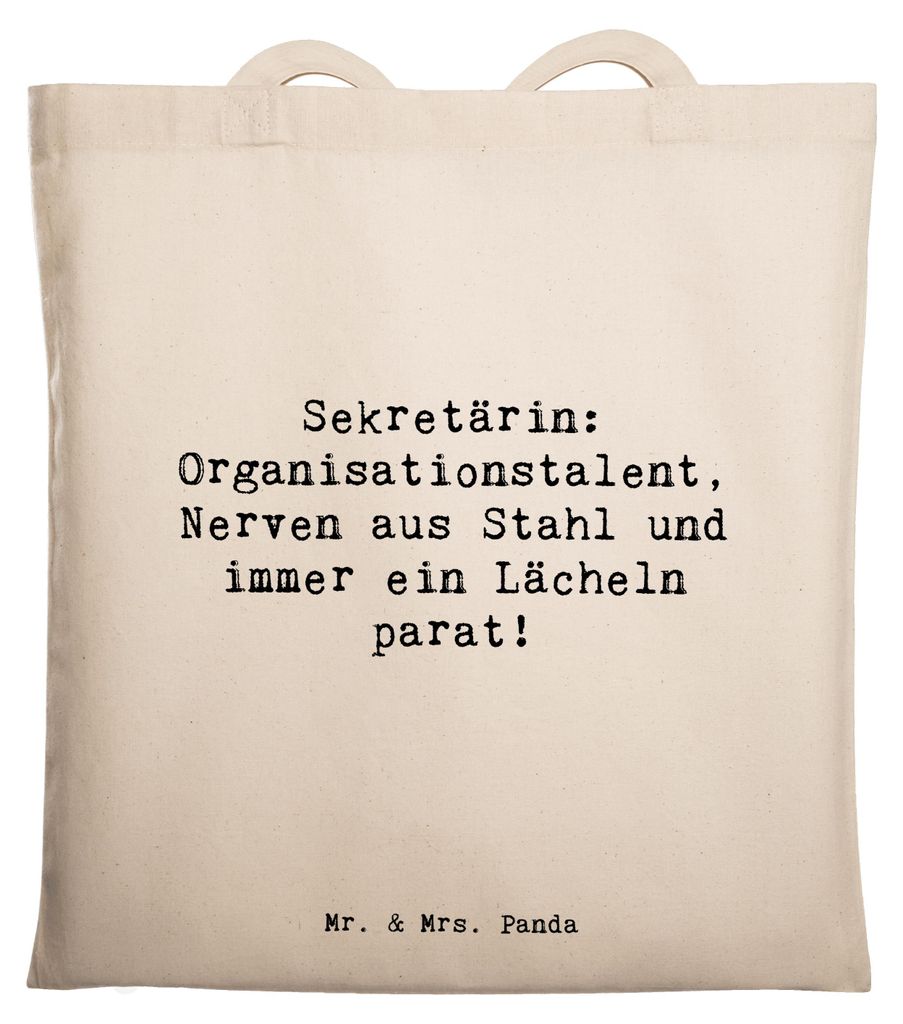 Mr. & Mrs. Panda Uni Tasche Spruch Sekretärin Heldin - Transparent - Geschenk, handgefertigte Geschenke, Anerkennung, Beruf, Dankeschön, totebag,...