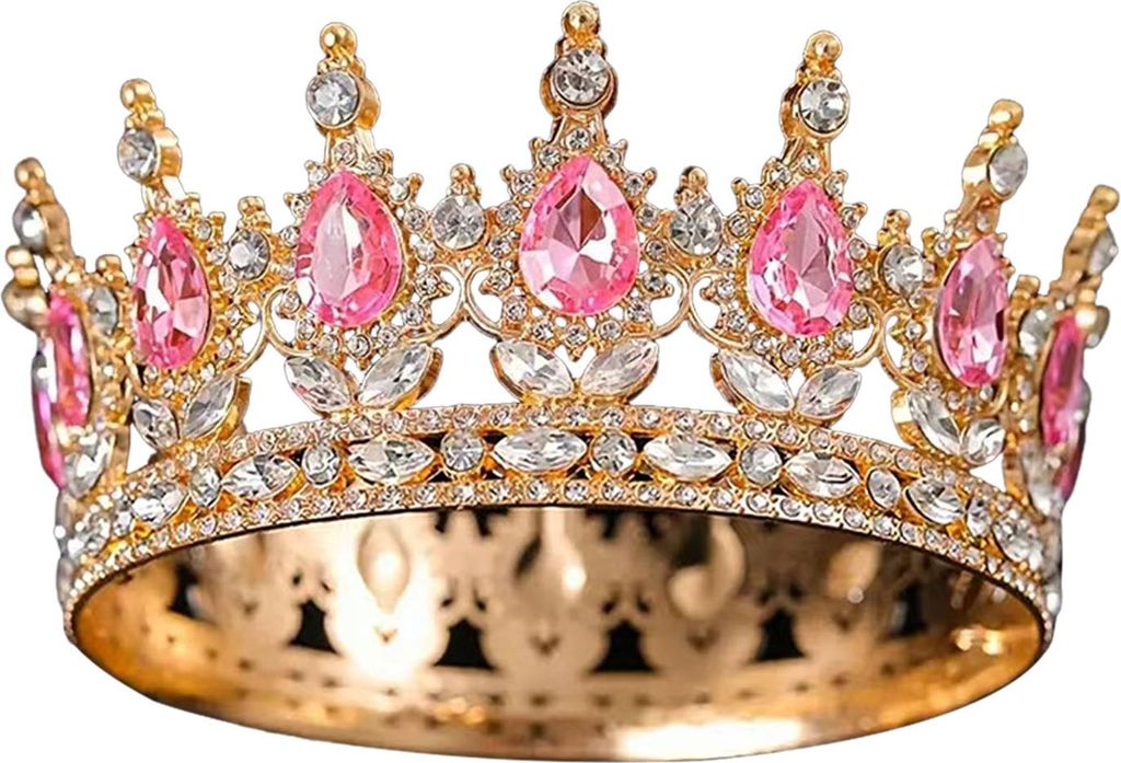 Damen Krone Tiara Glänzende Strasssteine Eingelegte Königin Brautjungfern Krone Accessoire für Hochzeit Halloween Geburtstag