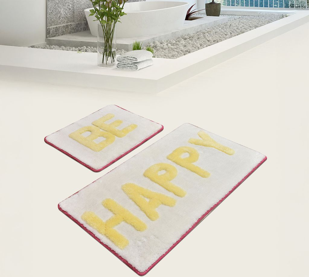 Bosdela Badezimmerteppich Set - 60x100 cm + 50x60 cm (2-teilig)Happy Full