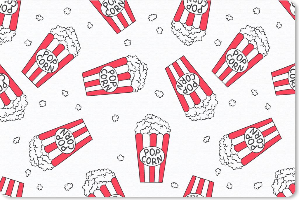 MuchoWow Schreibtischunterlage Puber - Popcorn - Filme - Muster 60x40 cm - XXL Mauspad - Großes Mauspad