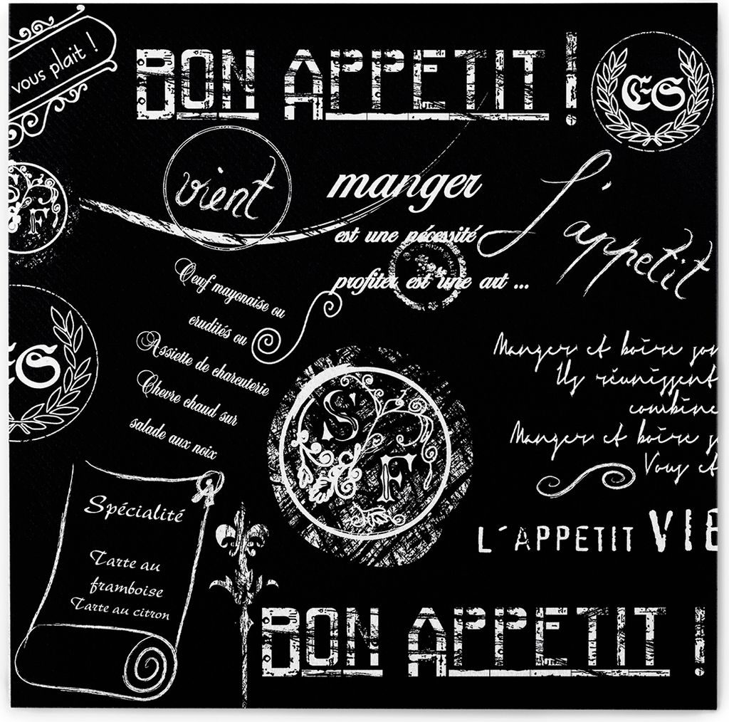 Airlaid Serviette Script in Schwarz, 40 x 40 cm, 50 Stück - Mank