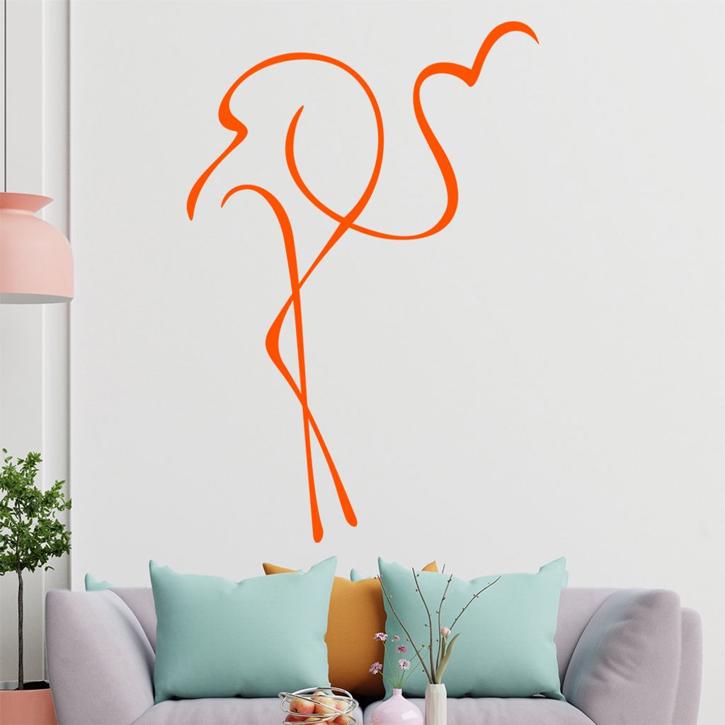 Flamingo Linien Wandtattoo in 6 Größen - Wandaufkleber Wall Sticker - Dekoration, Küche, Wohnzimmer, Schlafzimmer, Badezimmer