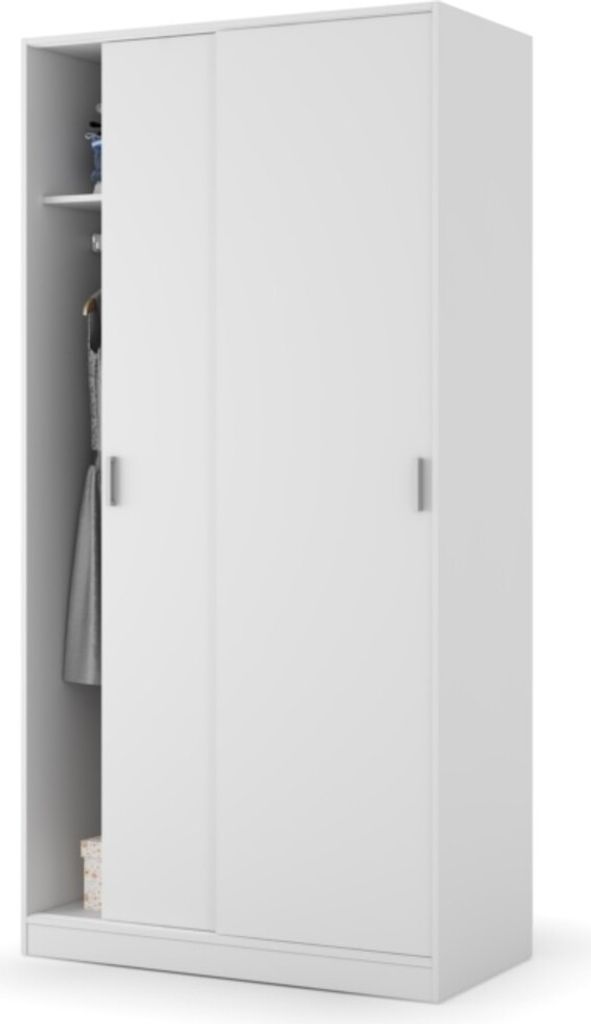2-türiger Kleiderschrank - Schlafzimmer Weiß 50x200h cm Produktbild 