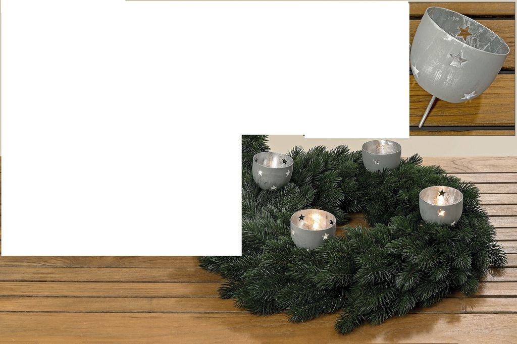 Windlicht Kerzenhalter 4er-Set in Graugrün