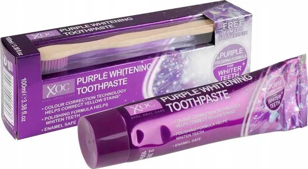XOC Purple Whitening Set Zahnpasta + Bambuszahnbürste Produktbild 