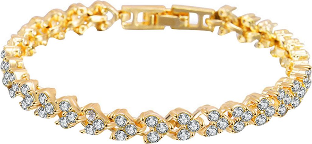 Damen-Armband, modisch, voller Strass-Intarsien, Armreif, Hochzeit, Party, Schmuck, Geschenk-Golden