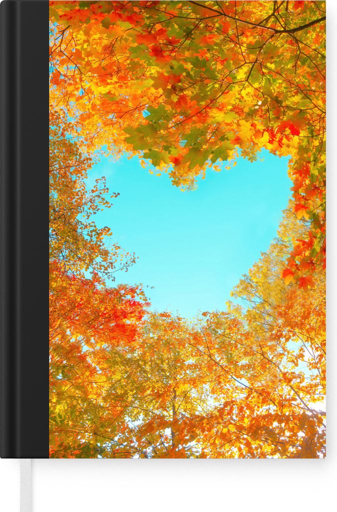 MuchoWow Notizbuch Tagebuch Haushaltsbuch Notebook A5 Bäume - Herbst - Herz - Natur - Orange - Herz - Notizblock - Notizheft - Notebook - Schrei...
