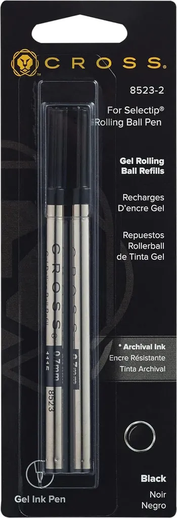 Recharge roller gel noir blister de 2 pièces pour écriture fluide