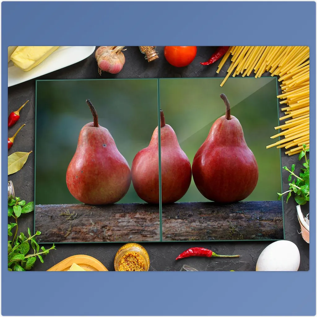 Lastre Protezione Piano Cottura Vetro Temperato 2x 40x52 Frutta HD - 3