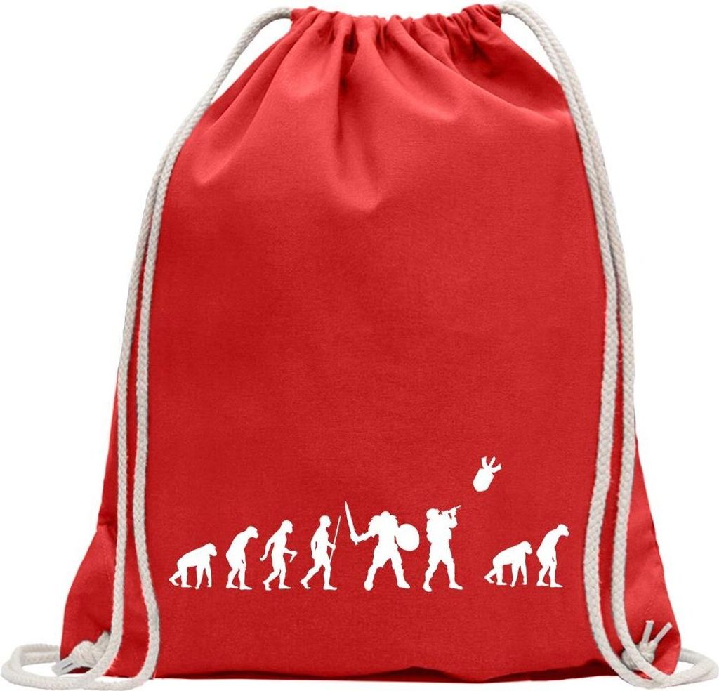 Kiwistar - Turnbeutel - rot - Krieg WWIII Evolution - Fun Rucksack Sport Beutel Gymsack Baumwolle mit Ziehgurt