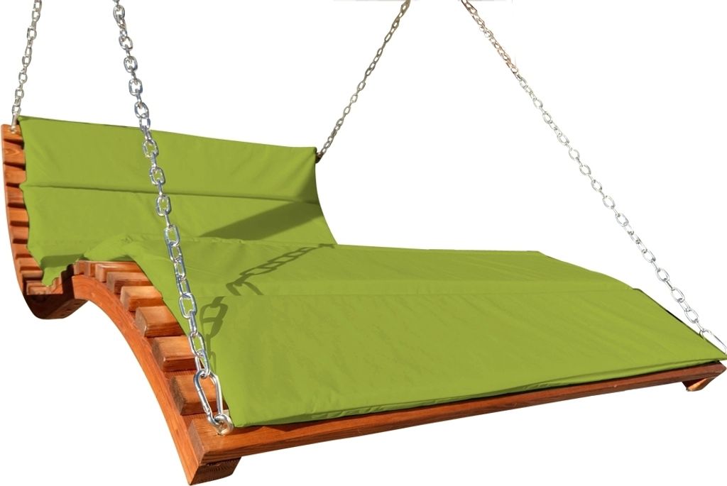 ALEOS. Design Hollywoodliege Doppelliege Hängeliege Schaukelliege ARUBA-LOUNGER-GRÜN aus Holz Lärche (ohne Gestell)