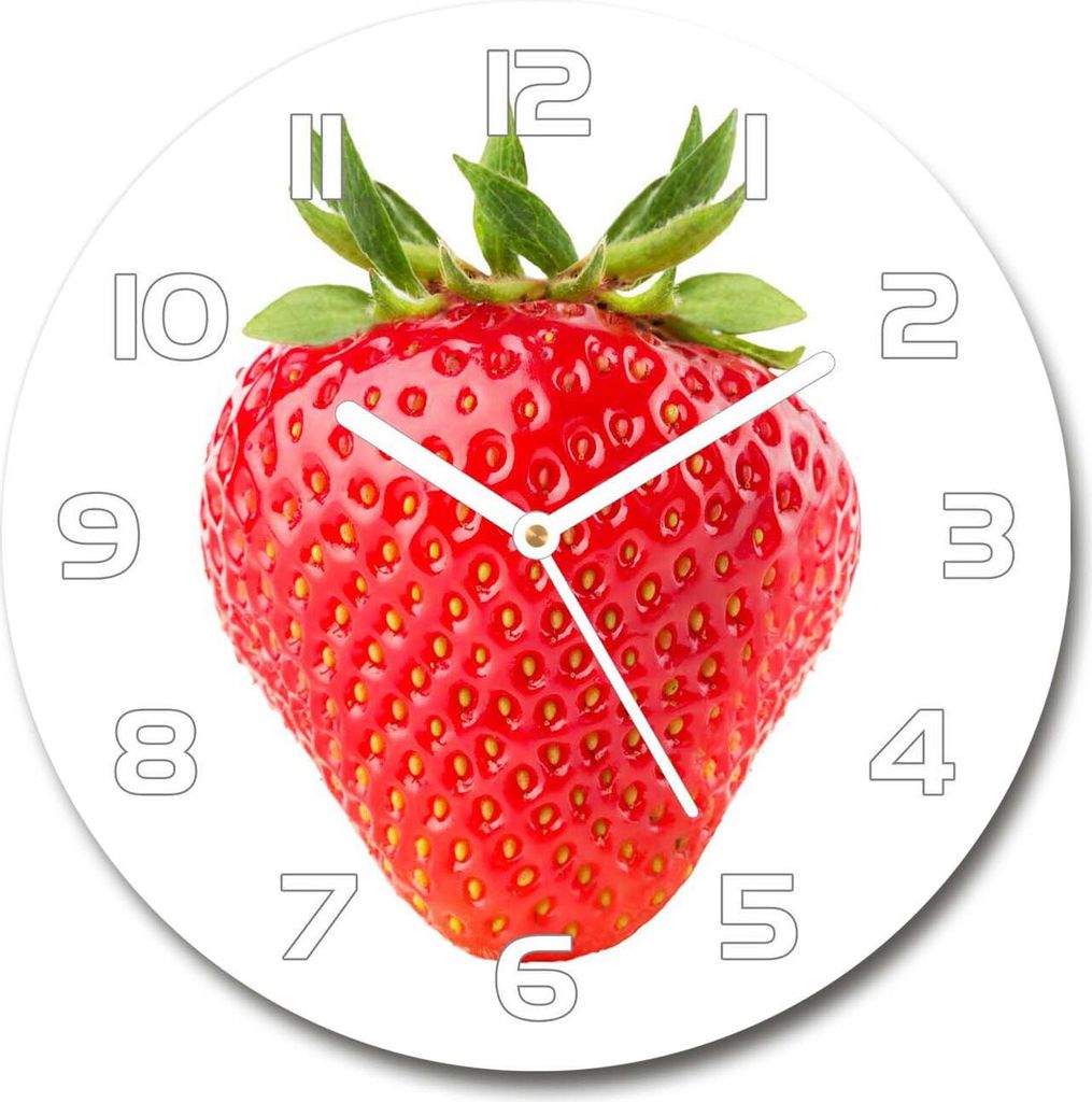 Wanduhr aus Glas 30fi Glasbild Glasuhr Gehärtetes Glas - weisse-zeiger - Strawberry