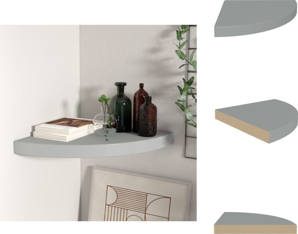 vidaXL Eck-Schweberegal Grau 35x35x3,8 cm MDF - Wandregale