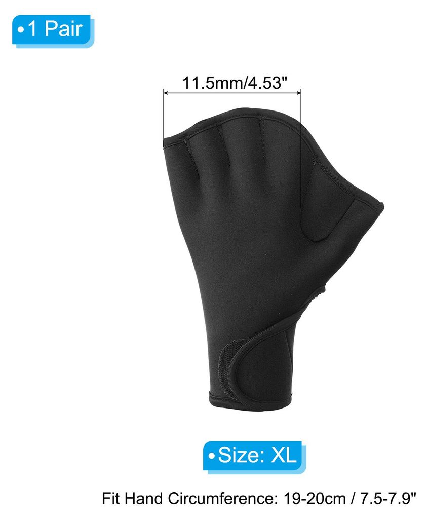 Schwimmhandschuhe, Flossen-Schwimmhandschuhe fš¹r Wassergymnastik, XL, Schwarz